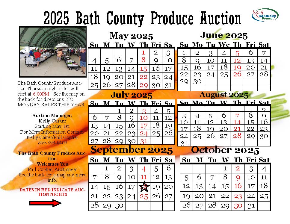 Produce Auction Flyer Calendar